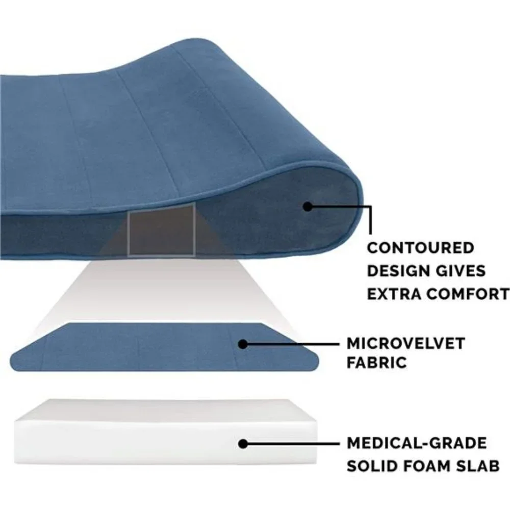 Microvelvet Luxe Lounger Supportive Orthopedic Foam Dog Bed - Stellar Blue
